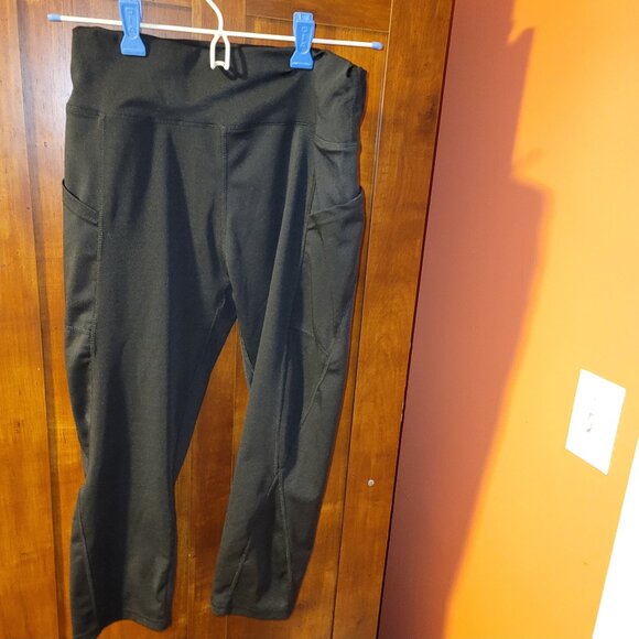 Women's Size XL High Waist Activewear Yoga Pants Stretch Pockets Black - Picture 1 of 3